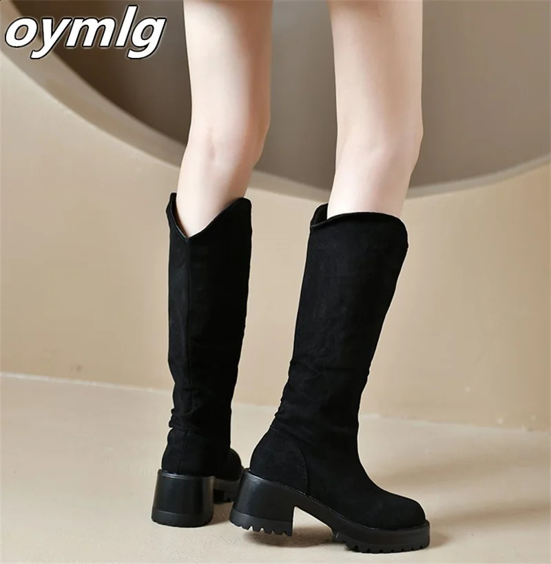 Skinny Knight Womens Boots 2024 Wrinkle Stacked Sleeves High Boots Thick and Non Kneeling Boots 240823