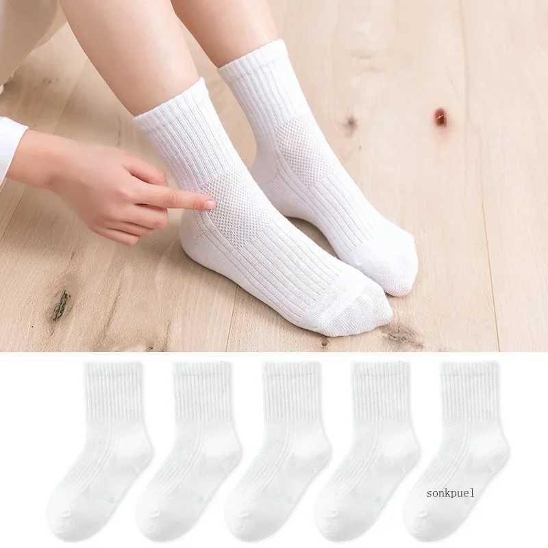 5Pairs/Lot Black White Kids Socks Casual Baby Girls Boys Cotton Stripe Mesh Summer Autumn Preppy Children Socks CL240824