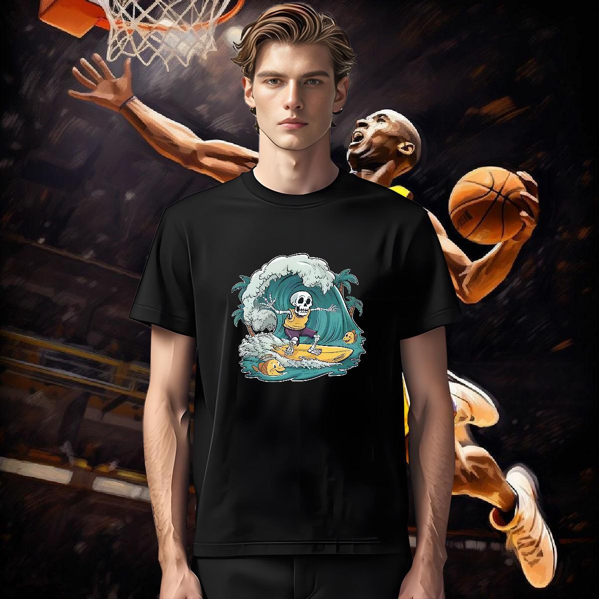 TOP Quality T shirt 230g 100% Cotton skateboarding High Street Hip Hop Skull Crew Neck Breathable Tshirt for Man Woman New Designer Clothings