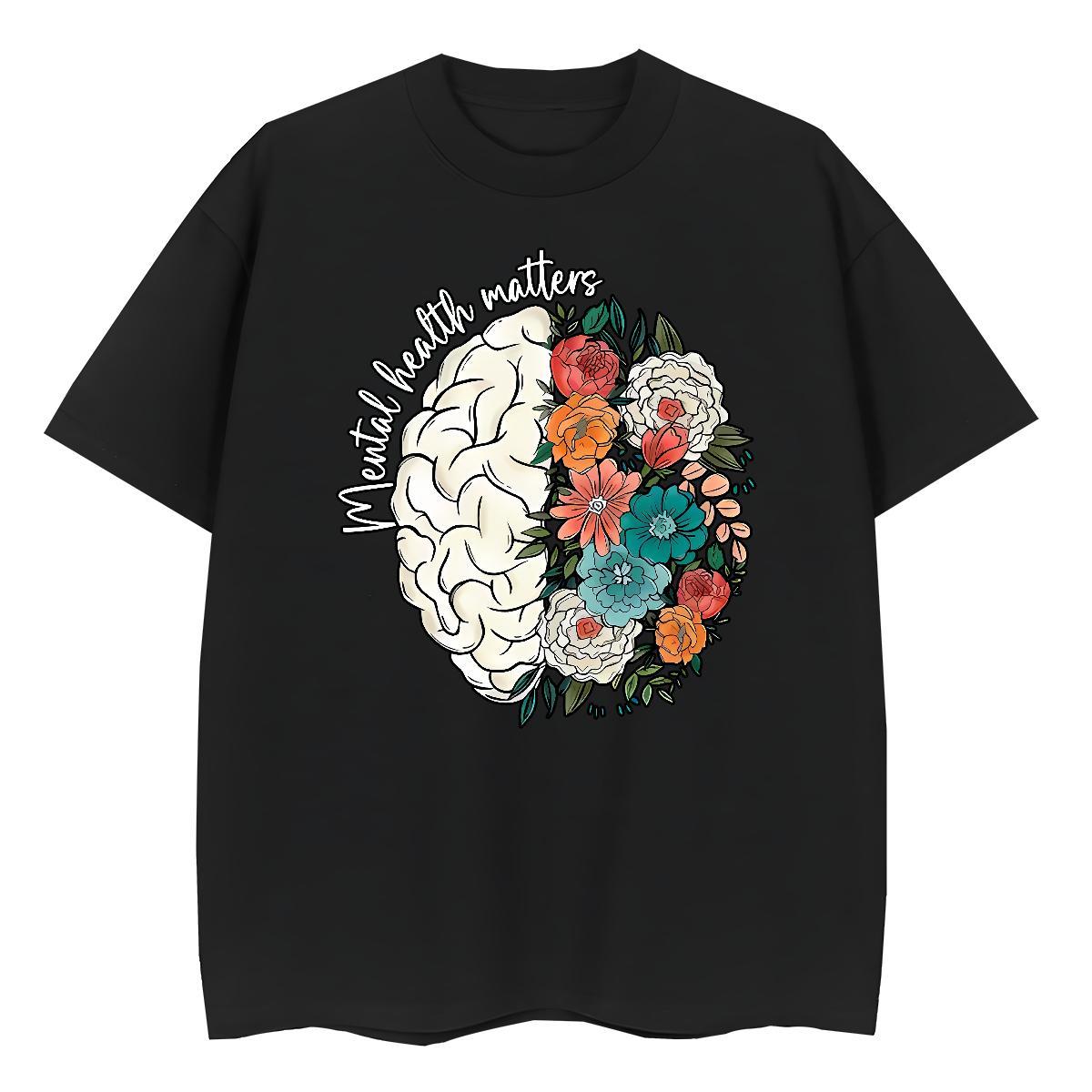 Brand Couples T Shirts flower Street Casual 100% Cotton 230g Tops Crew Neck Breathable TOP Quality Man T Shirts Cartoon Print