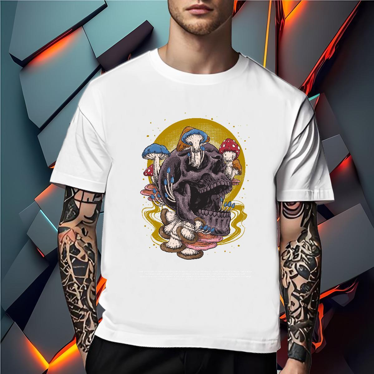 Designer Man T Shirts 230g Cotton skull Street Casual Anime Print Breathable Crew Neck Men Tshirts Designer Fashion Tops Tees