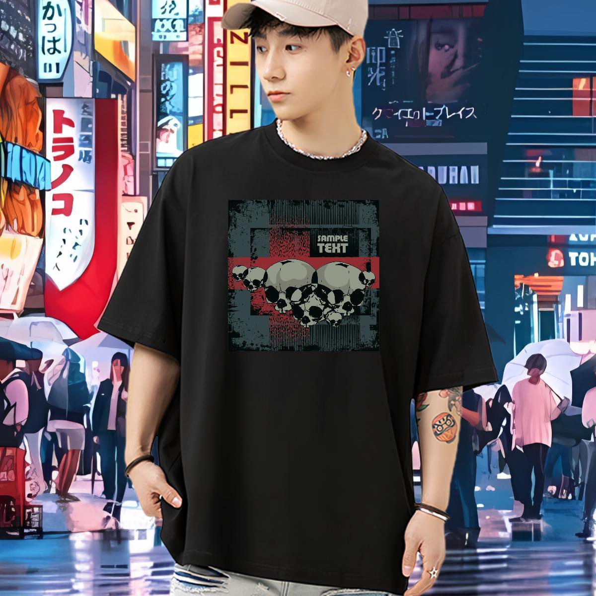 Classic T Shirts Men 230g Pure Cotton skull Casual Beach Custom Print Plus Size Breathable Short Sleeve Couples T Shirts DIY Customized Tshirts