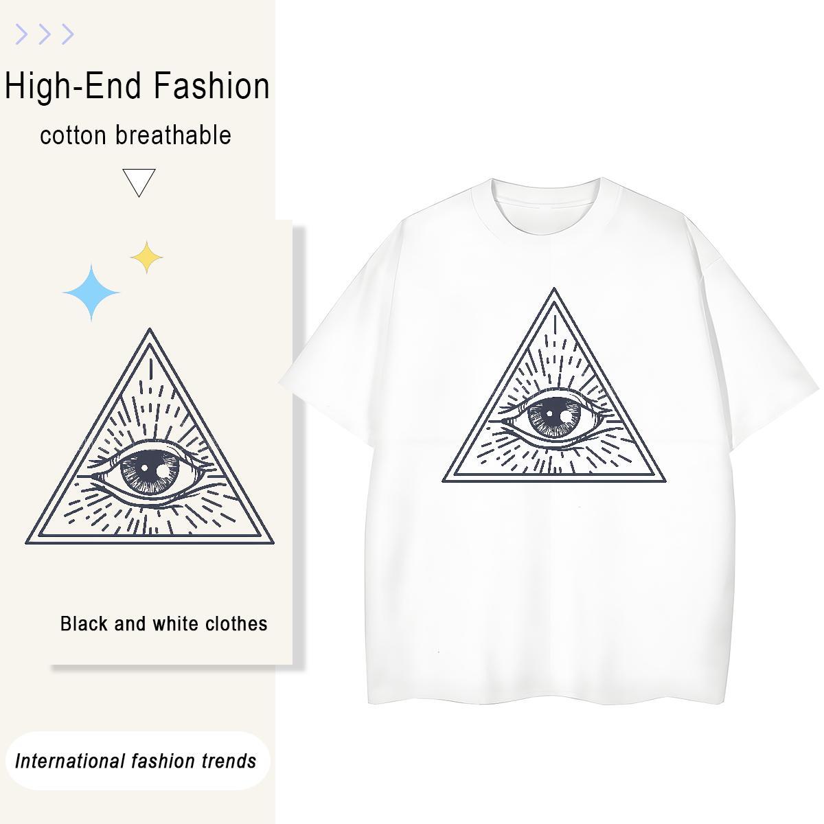 TOP Quality Man T Shirts 230g Cotton eye of the devil Casual DIY Round Neck Short Sleeve Men Tees Brand Top Tees