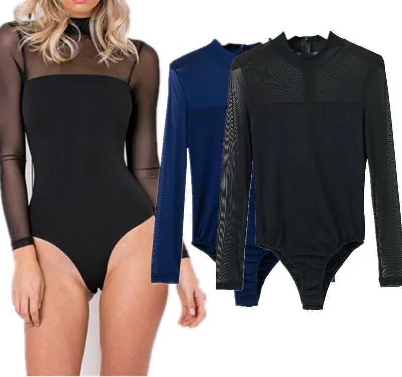 Women's Jumpsuits Rompers 2017 Autumn Elegant Winter Slim and Sexy Lace Applique Fitness Dress Long sleeved Womens Top Stand up Neck jumpsuit Y24