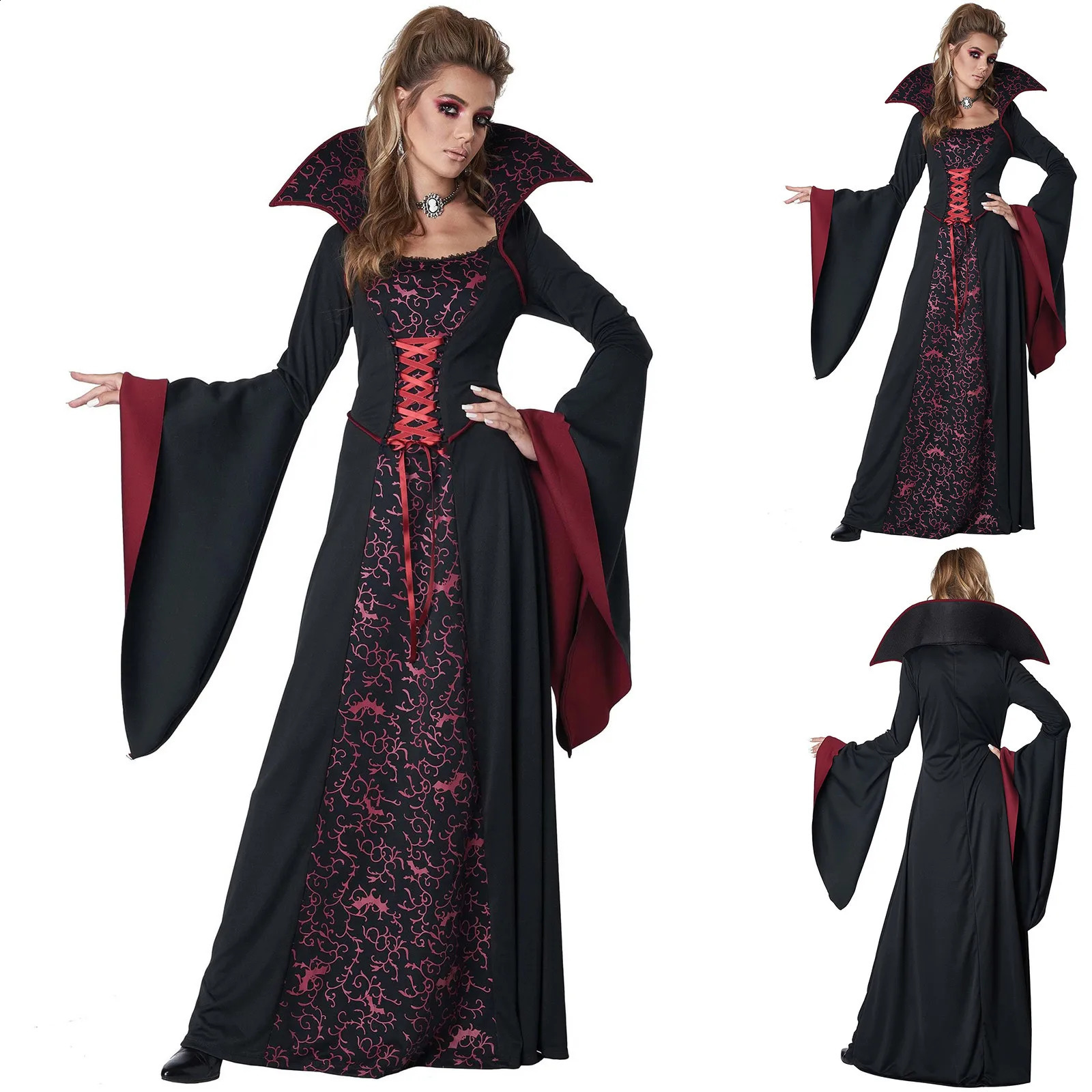 Halloween costume adult female queen dress witch Easter demon bride death roleplaying retro court 240823