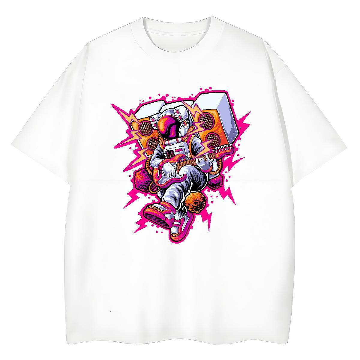 High quality Woman Tshirt 230g Pure Cotton cosmonaut Casual Women T Shirts Breathable Short Sleeve Cartoon Print Tee Shirt