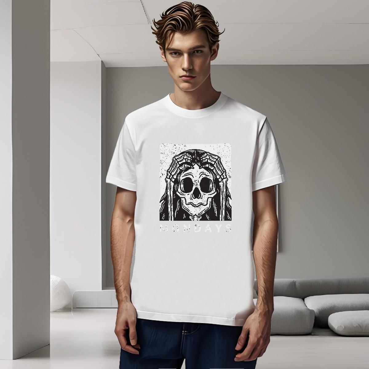 High Quality T-Shirts for Men 100% Cotton 230g skull Daily Wear Oversized 3XL 4XL Breathable Crew Neck Men Clothes T-Shirt 2024 DIY Clothings