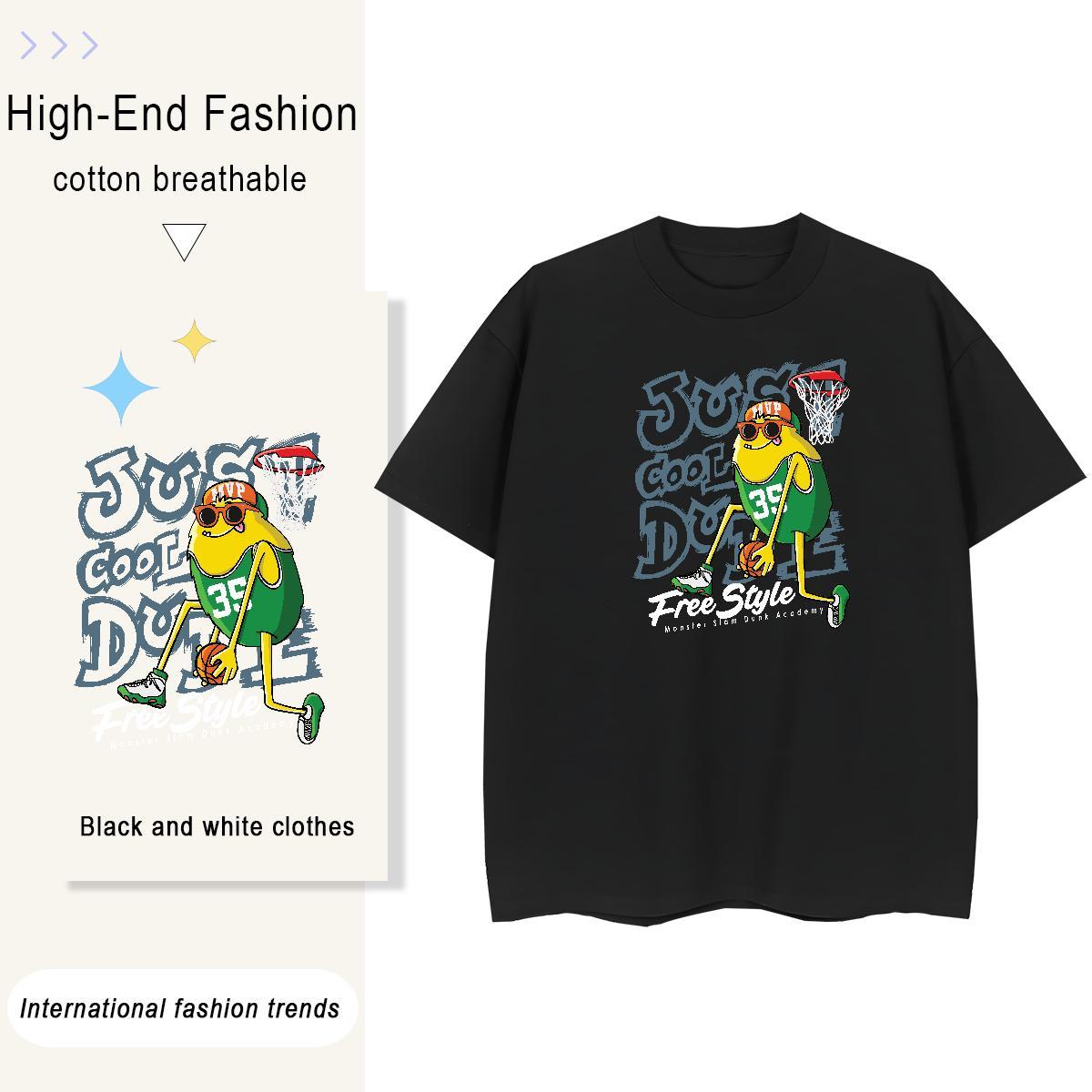 Nice Couples T Shirts 230g Pure Cotton role High Street Hip Hop T Shirt For Woman Breathable Crew Neck Plus Size Cartoon Tops Shirt