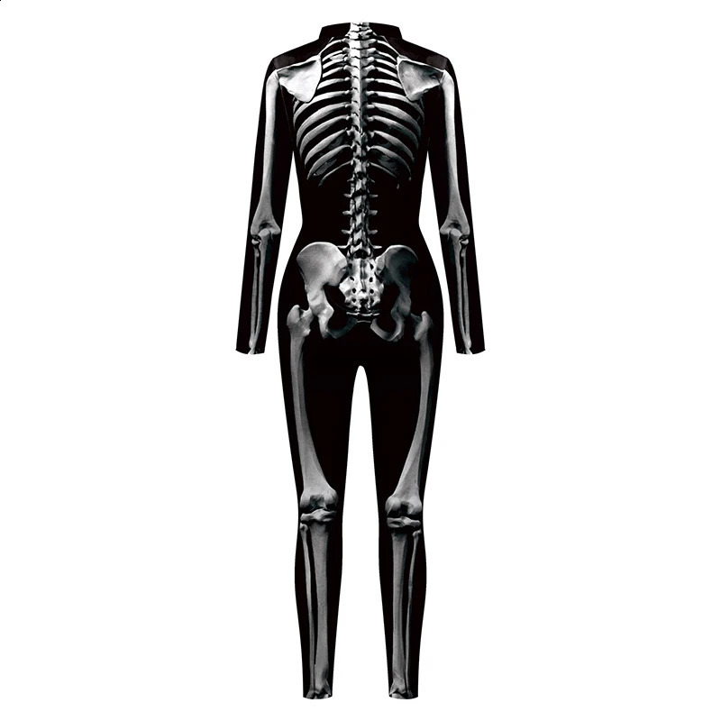 3D printed skeleton cosplay jumpsuit womens tight fitting costume Halloween Zenti party 240823