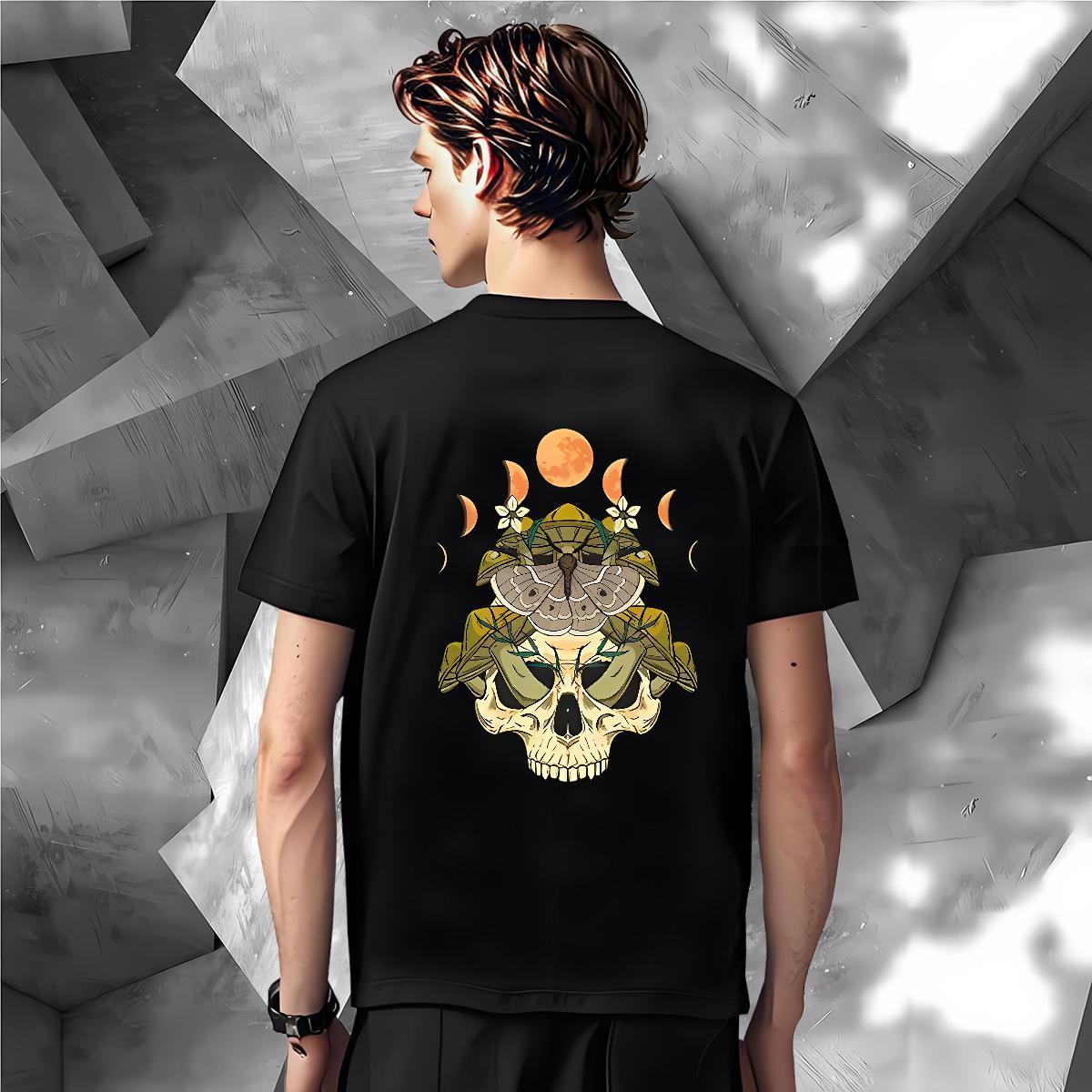 Designer Mens T Shirts 230g Cotton skull High Street Hip Hop DIY Printed Breathable Crew Neck Tshirts Classic Tee Shirt