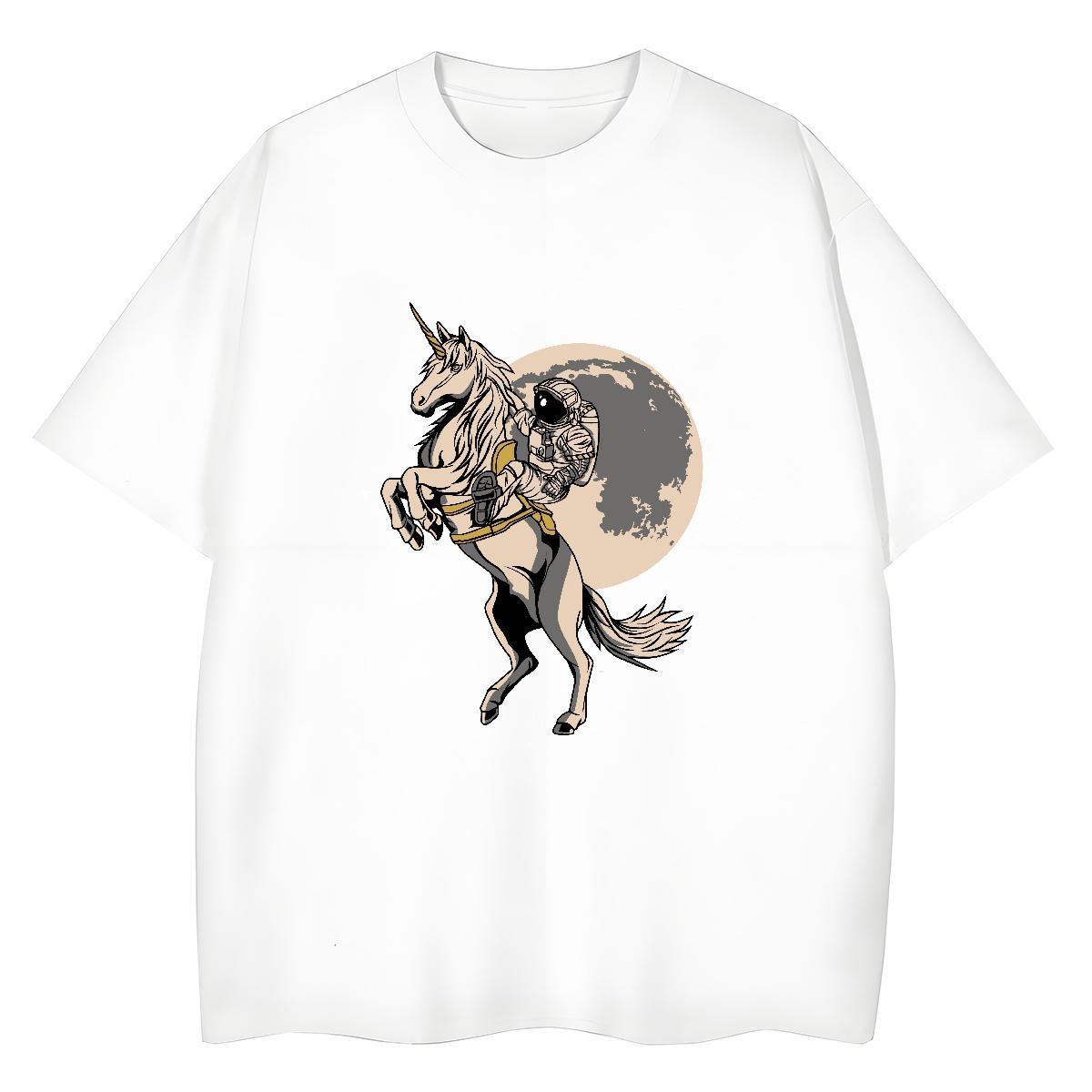 New Men Clothes T-Shirt horse Anime Printing Street 230g Pure Cotton Clothings Breathable Crew Neck Wholesale T-Shirts for Men Customized Print