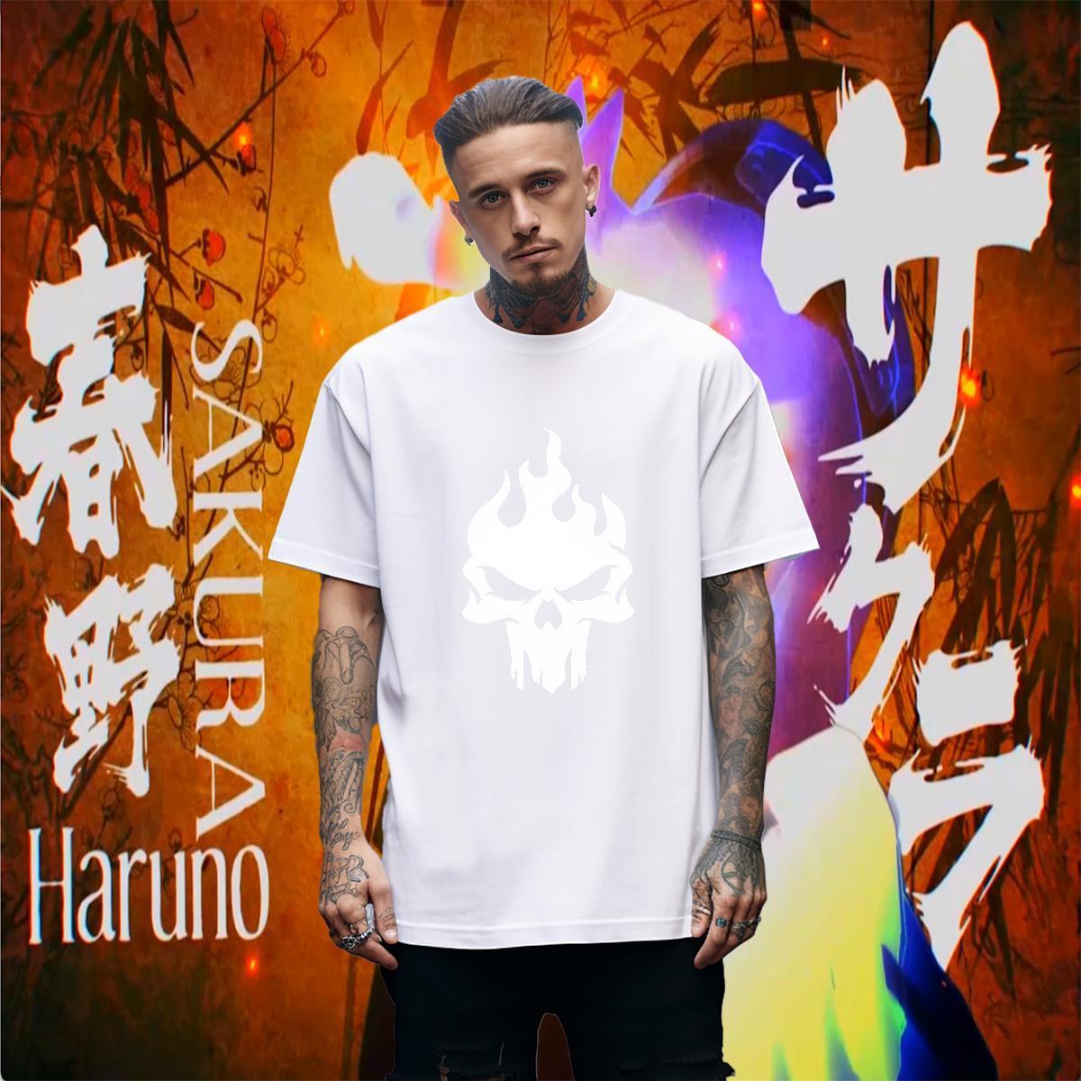 Unisex T Shirt For Man 100% Cotton 230g skull High Street Hip Hop Custom Print Plus Size Short Sleeve Soft Tshirts 2024 Tops Tees
