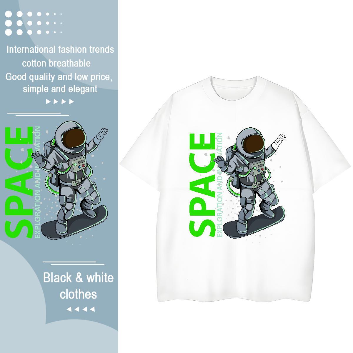 5A Women Tshirts 100% Cotton 230g universe Sports Street Wear T-Shirts Breathable Short Sleeve Oversized Tops Tees