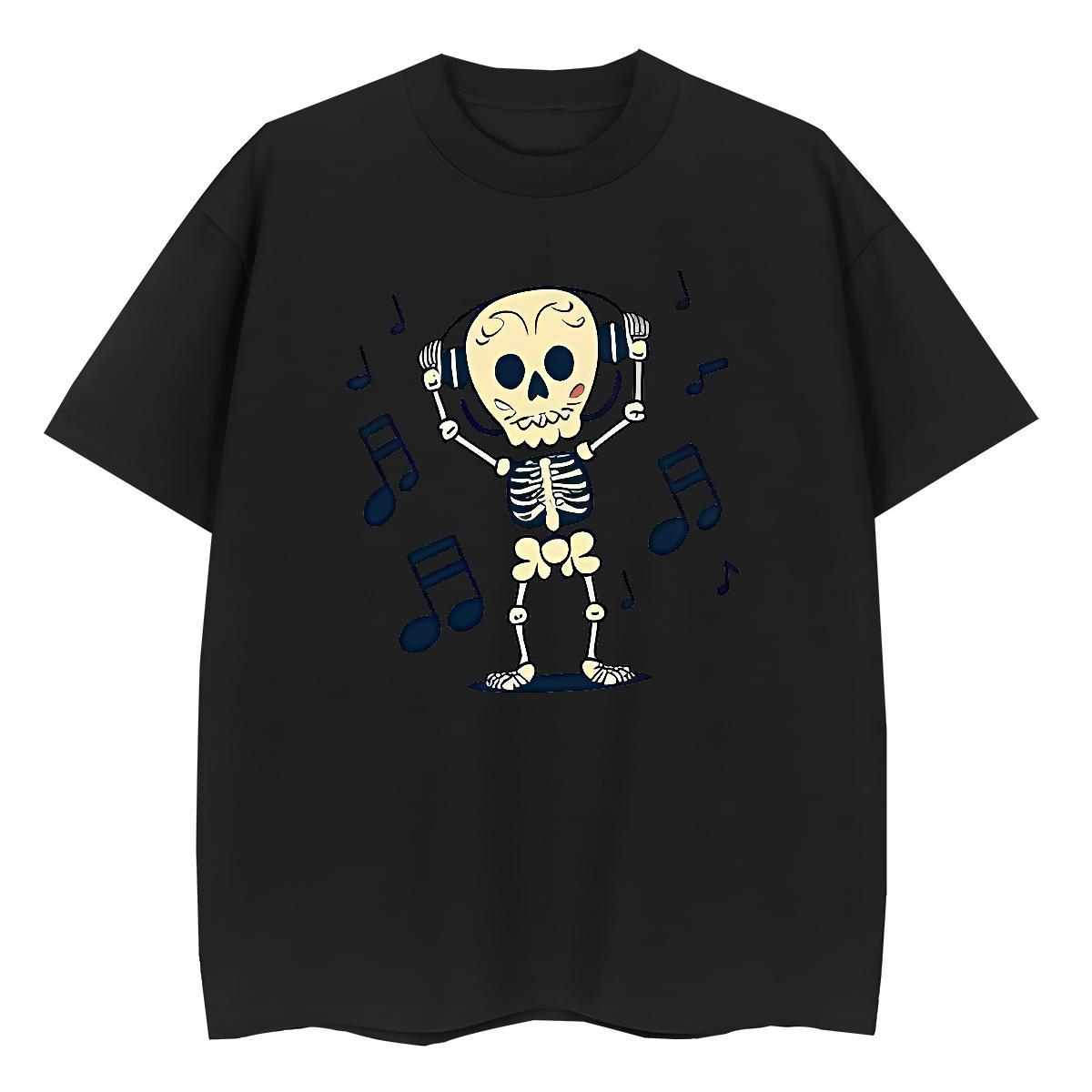 Loose Men T Shirts 230g Pure Cotton skull Daily Outfit DIY Anime Round Neck Short Sleeve Tshirts Classic Tee Shirt