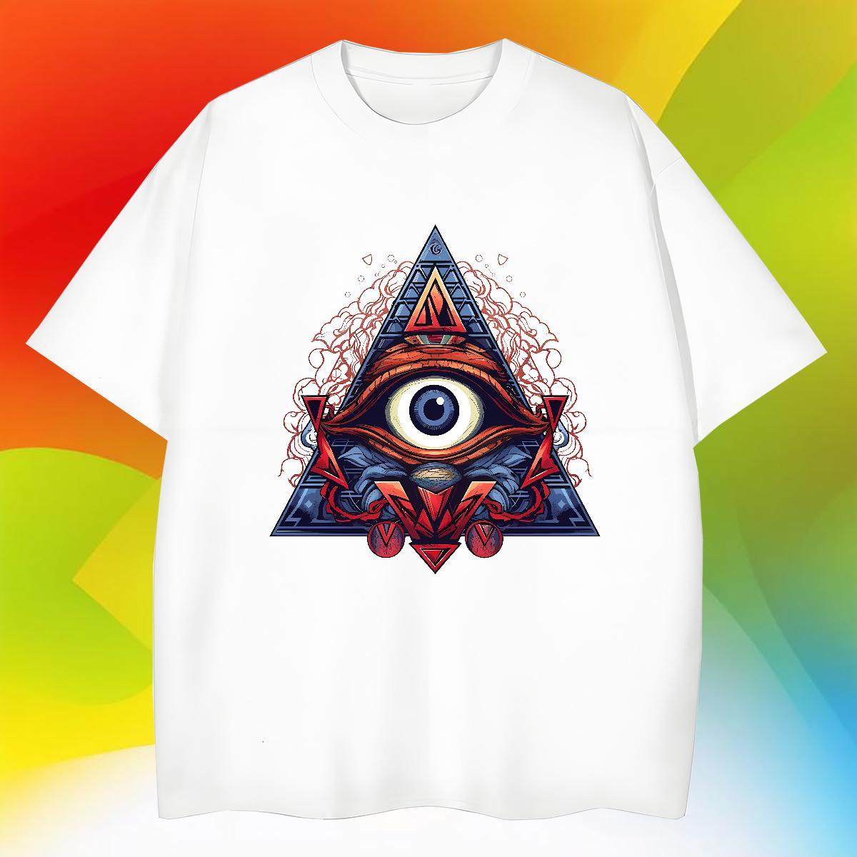 Designer T Shirts Men 230g Cotton eye of the devil Casual DIY Printed Short Sleeve Soft Men Clothes T-Shirt Fashion Tops Shirt