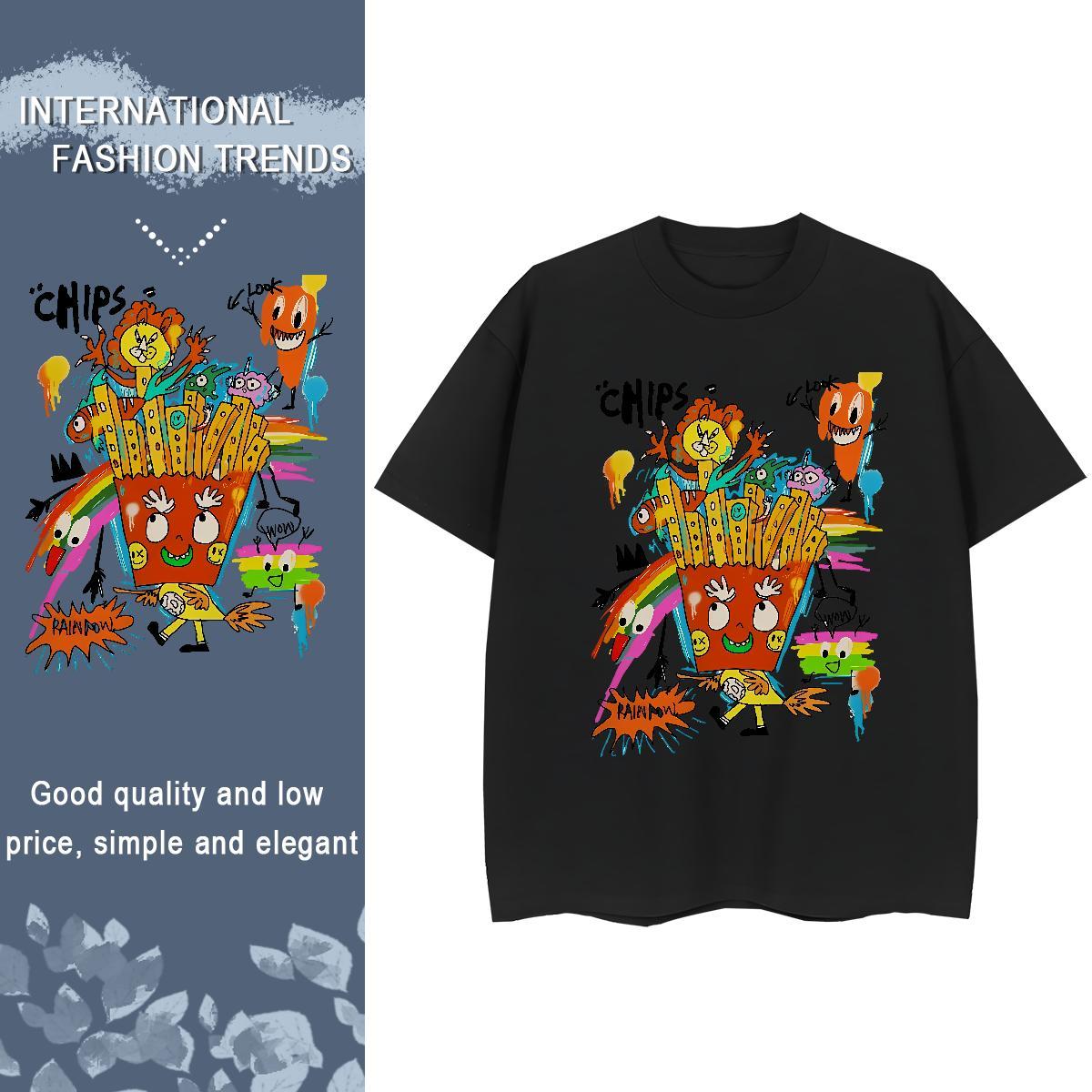 Free Shipping Women Tshirts 230g Cotton cartoon Street Wear Womens T Shirts Crew Neck Breathable Skull Polos