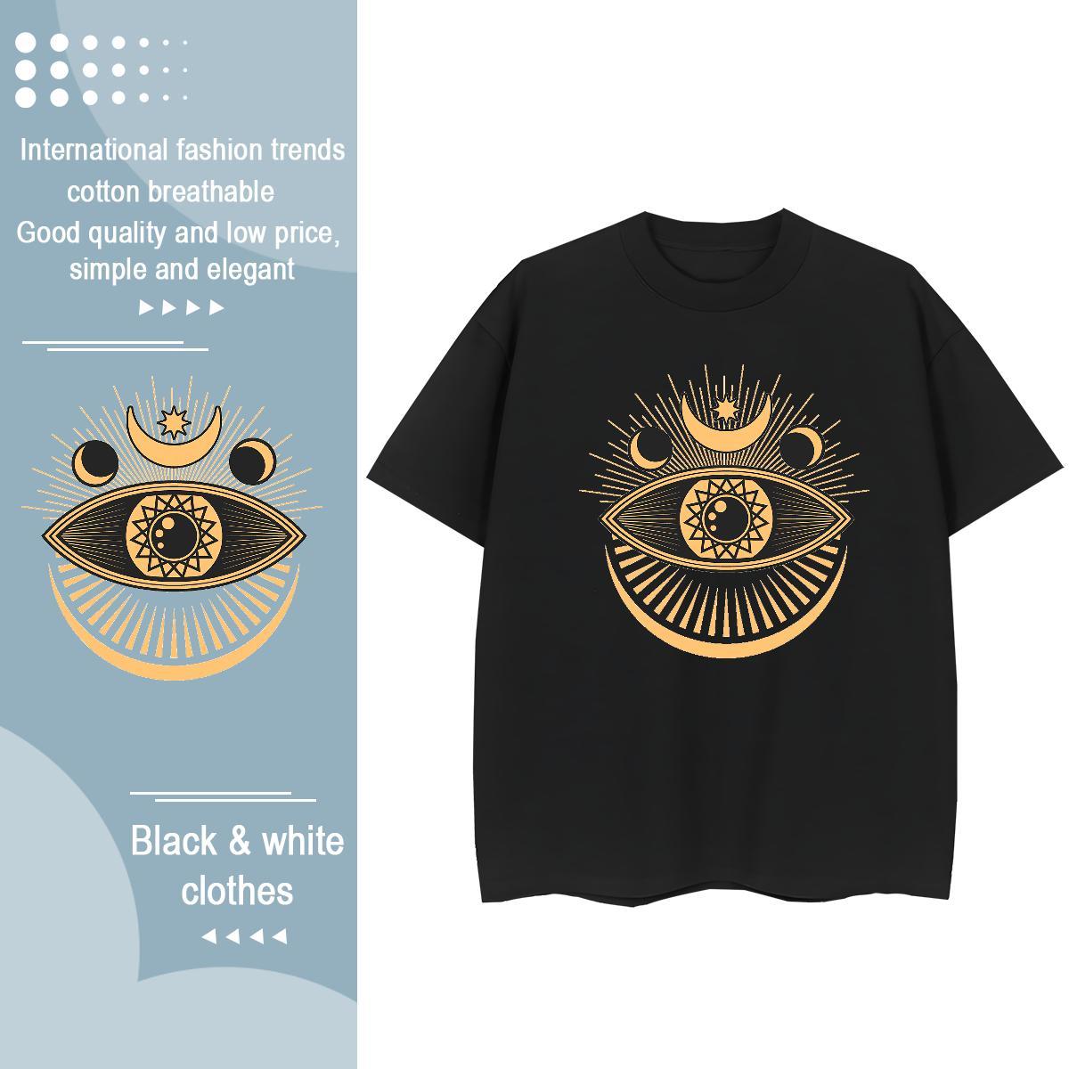 High Quality T Shirt For Man 230g Pure Cotton eyes Street Wear Asian Size Crew Neck Breathable Men Tees Free Shipping Tops Tees