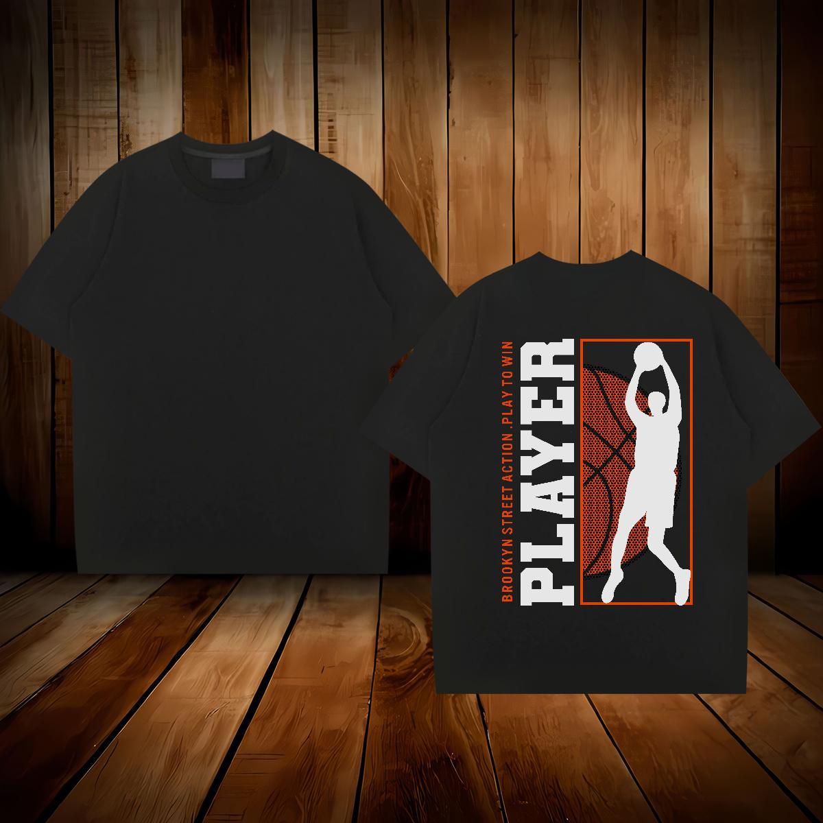 Popular Men T Shirts 100% Cotton 230g basketball Casual Customized Print Pure Cotton Men Tees 2024 DIY Wear