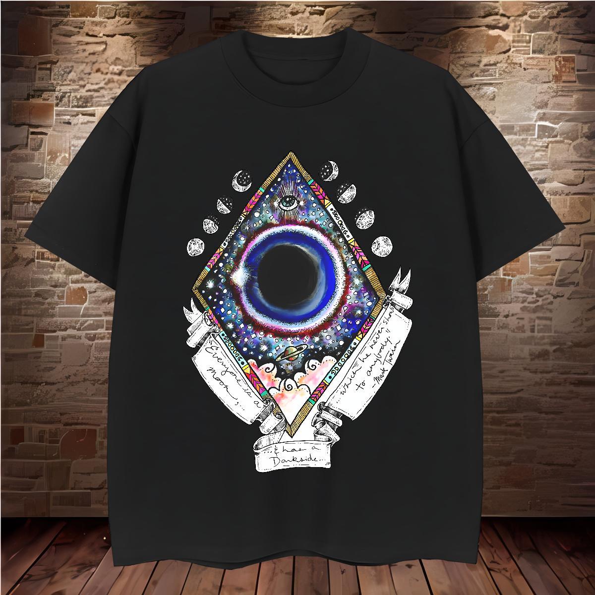 Free Shipping Mens T Shirts 230g Pure Cotton eye of the devil Daily Outfit Anime Breathable Short Sleeve Tshirts 2024 Summer Top Tees