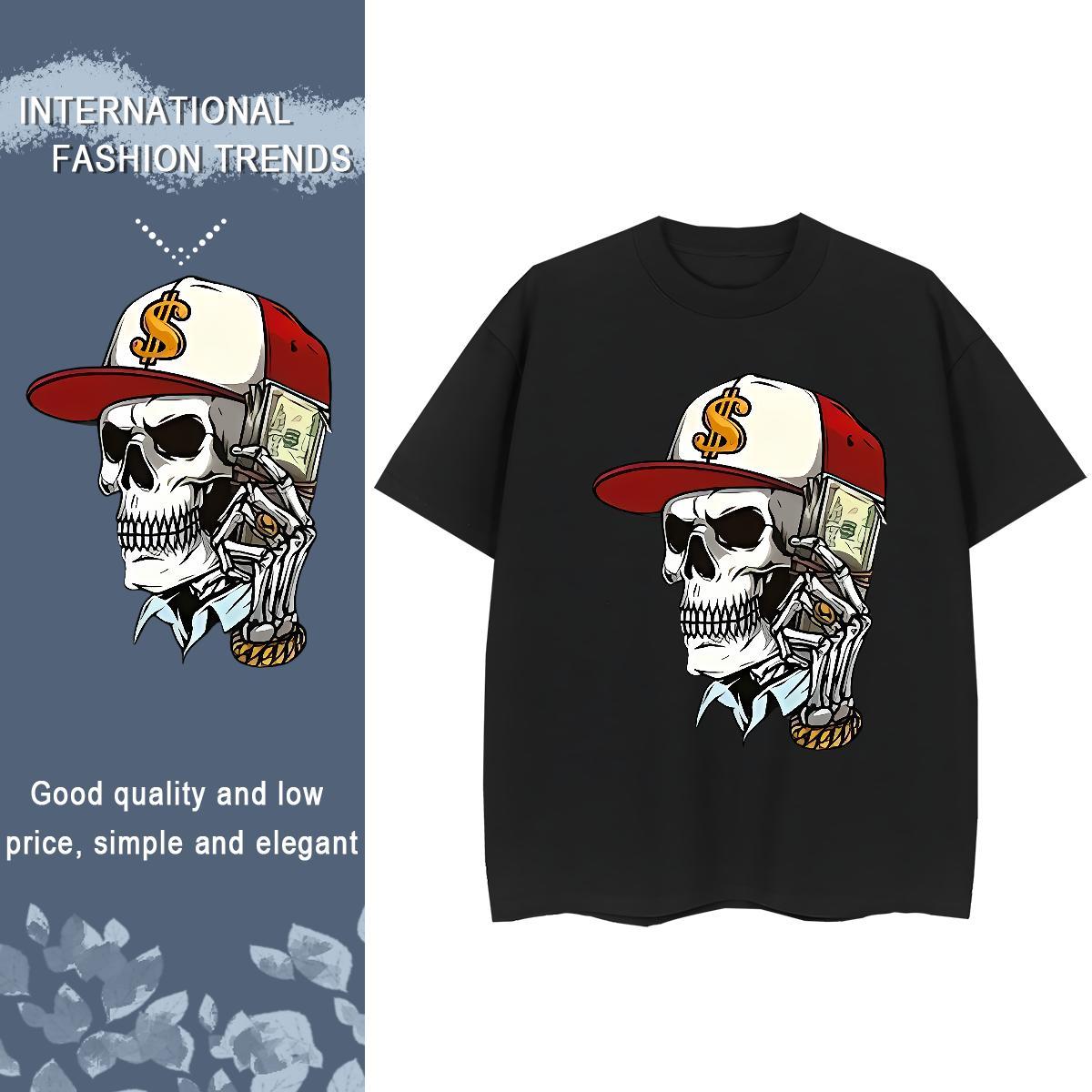 Wholesale T-Shirts for Men 230g Cotton halloween Casual Daily Wear Plus Size Cartoon Crew Neck Breathable Men Tops Tees Customized Tops Shirt