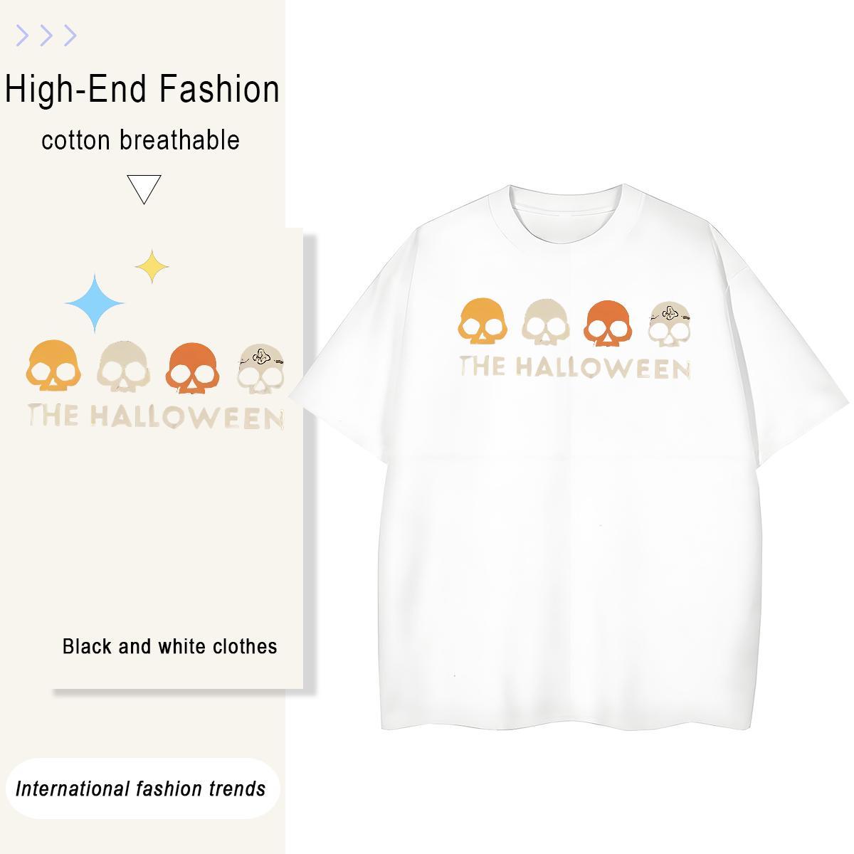 Stylist Tshirt for Man Woman halloween Casual Beach 230g Cotton Clothings O-Neck Short Sleeve Cool T Shirt For Man Floral Print