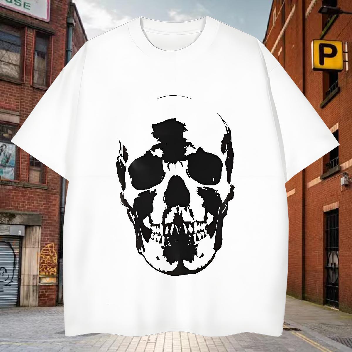 Loose Fit Man T Shirts 230g Cotton skull Sports Casual Custom Print Oversized Breathable Tshirt for Man Woman Classic Casual Tshirts