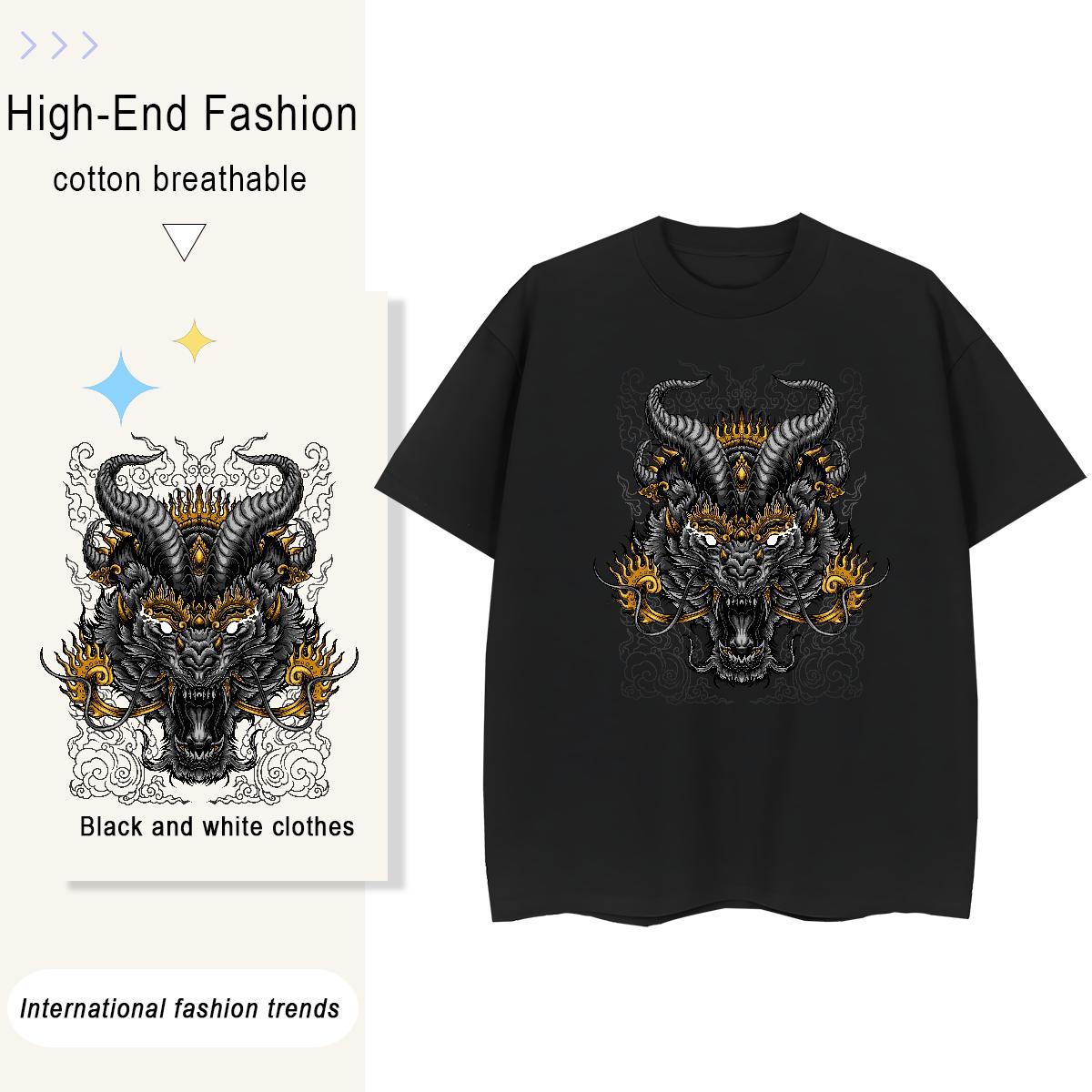 Soft Men T Shirts 230g Pure Cotton ferocity Casual Daily Wear Floral Print Breathable Couples T Shirts Customized Clothes