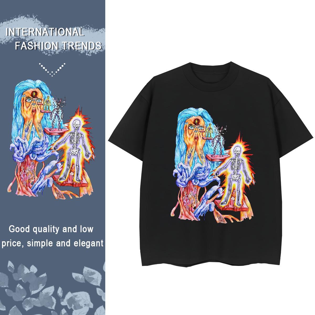 Lady Woman Tshirt 230g Cotton cartoon Casual T shirt O Neck Short Sleeves Custom Print Plus Size Tops