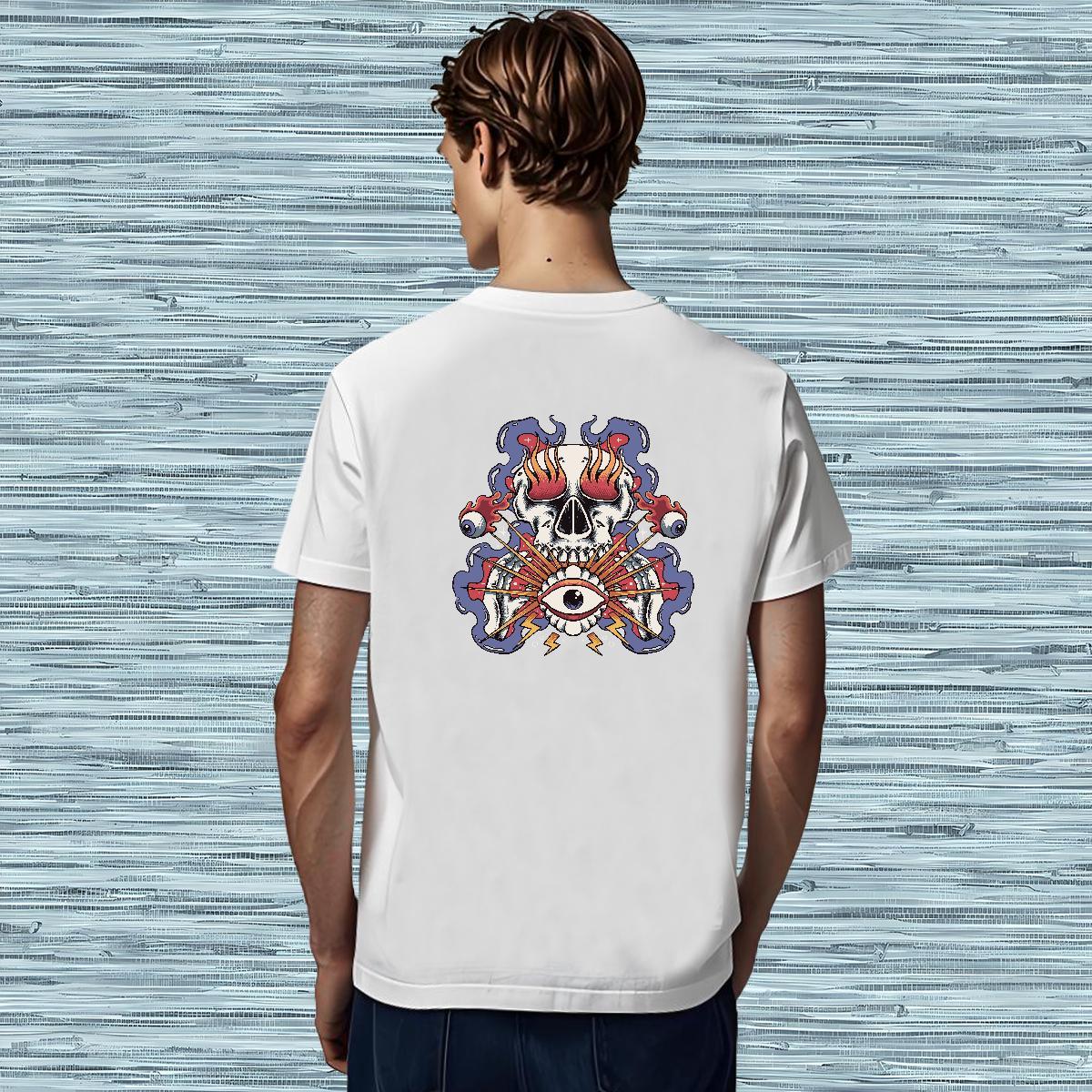 Popular T Shirt For Man 230g 100% Cotton skull Casual Beach White Plus Size Breathable Crew Neck Mens Tshirts New Arrival Polos