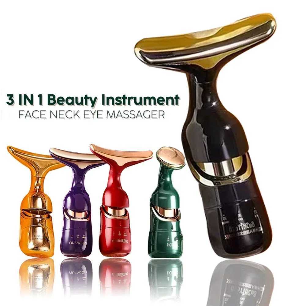 Face Slimmer EMS Beauty Instrument Skin 3 In 1 Facial Lifting Device Neck Eye Massage Tightening Wrinkle Anti Aging Massager New CL240824