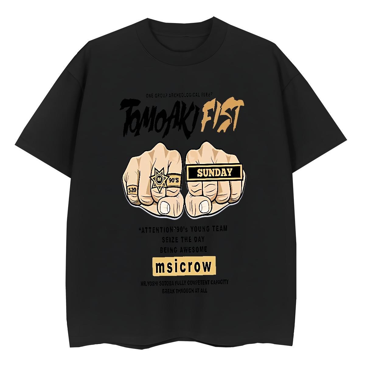 TOP Quality T-Shirts 230g Pure Cotton hands Casual Black Oversized Breathable Crew Neck Tshirts Fashion New Tops