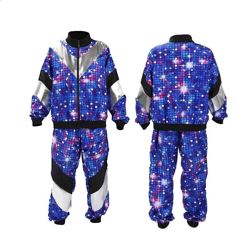 70s and 80s disco retro hip-hop role-playing costumes for couples sportswear for Halloween carnival rock parties fantasy costume sets 240824