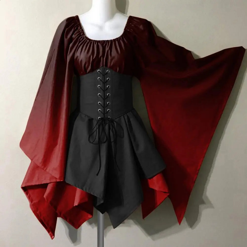 Retro 80s dress gradient color matching retro batsleeves performance stage womens Halloween roleplaying 240823