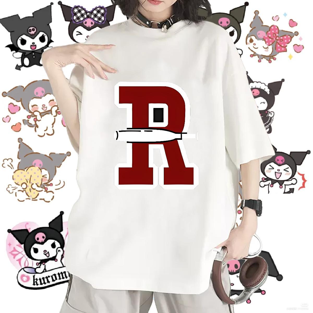 Comfortable Women Tees 230g Pure Cotton letter Sports Casual T Shirts Women Breathable Black Oversized Top Tees