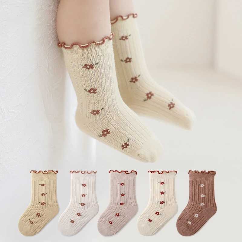 Spring Autumn Children Girls Flower Socks School Student Uniform Mid Calf Long Sock Baby Kids Princess Middle Tube Stockings CL240824