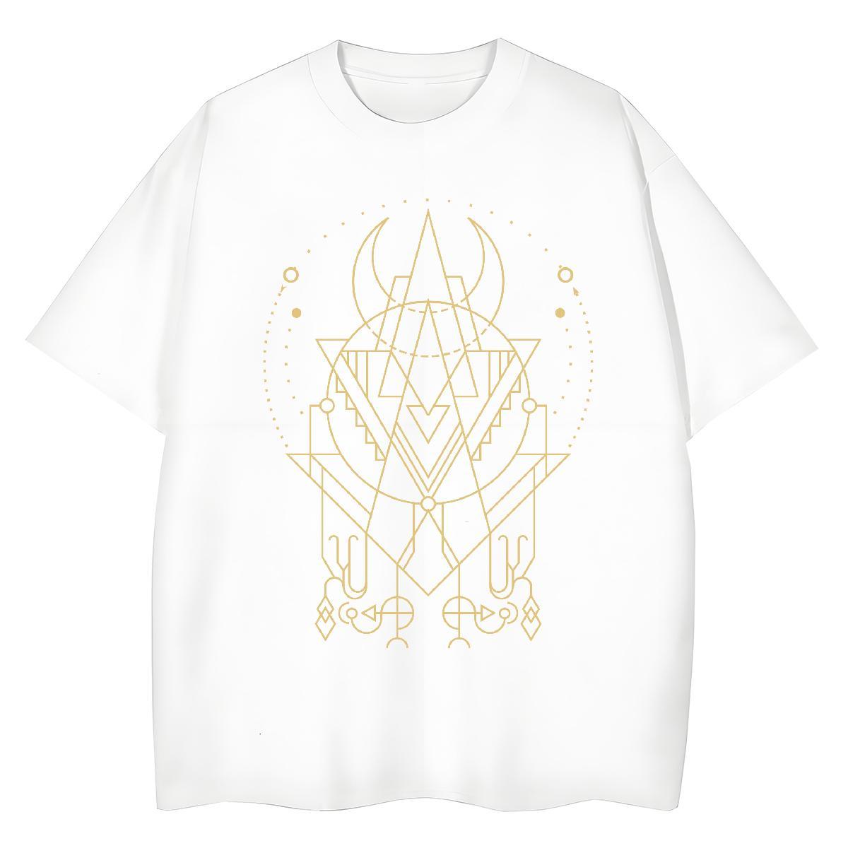 Wholesale Lady T shirt 230g Cotton Geometric line Street Wear T-Shirts Crew Neck Oversized L-4XL Top Tees