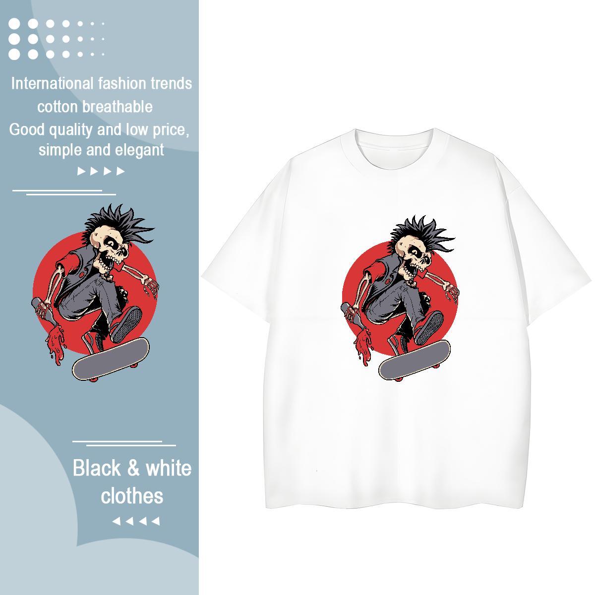 Cool T-Shirts for Men 230g 100% Cotton skateboarding Daily Outfit Custom Big Size Breathable Short Sleeve Men Tees Casual New Tops Shirt