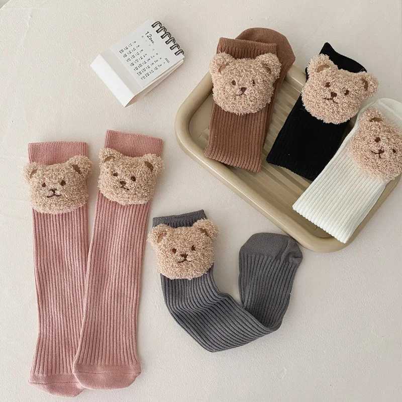 New Baby Socks Kids Toddler Boys Knee High Long Soft Cotton Cute Bear Children Socks Baby Girl Socks 2-8 Years Winter Clothes CL240824