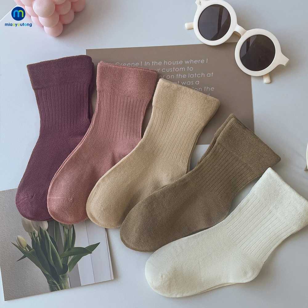 5 Pairs /Lot Baby Girl Soft Boneless Combed Cotton Socks Warm Striped Solid Boy Kids Socks Toddler Children Socks Miaoyoutong CL240824