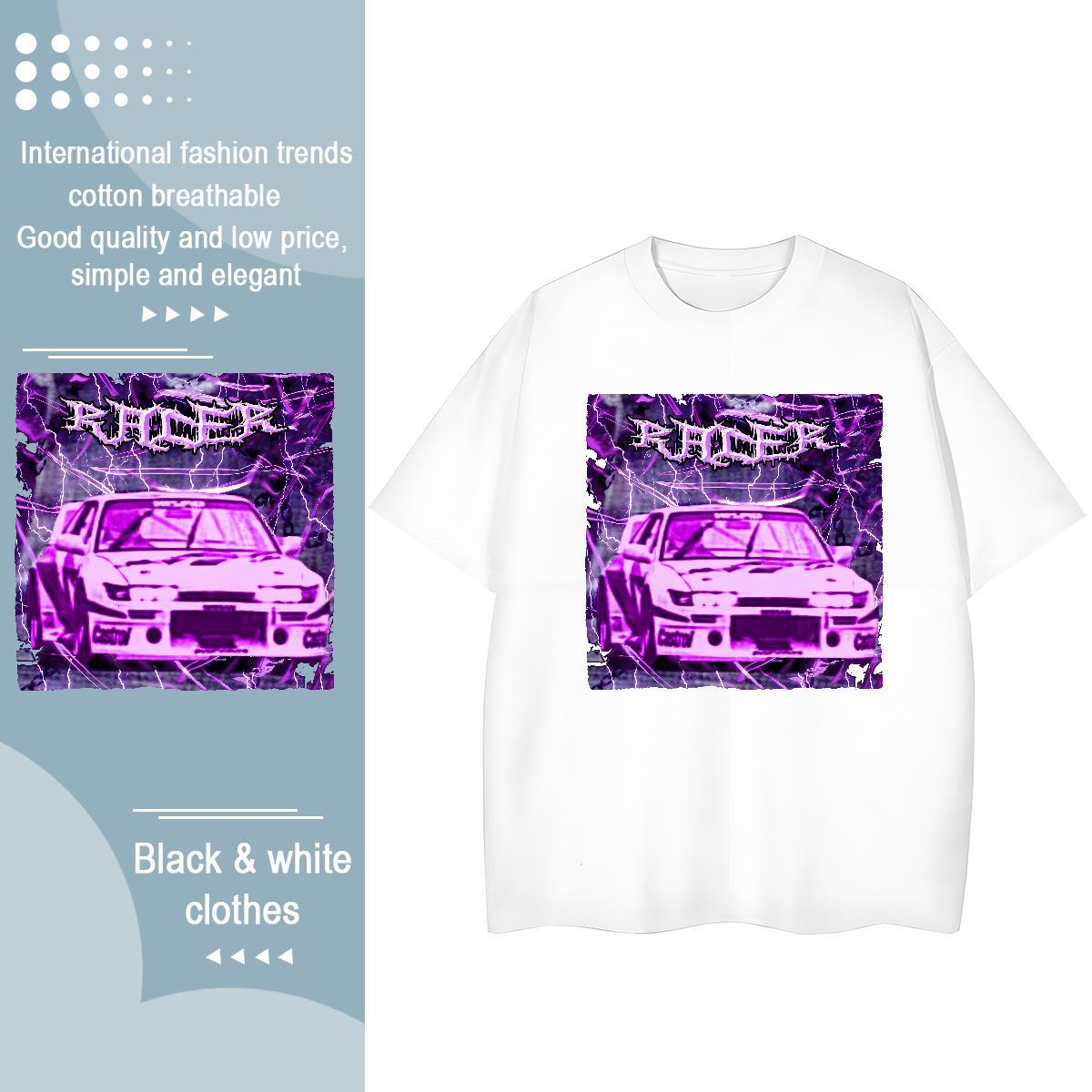 Brand T-Shirts for Men 230g Pure Cotton car Casual Daily Wear Custom Anime Short Sleeve Soft Mens Tshirts Fashion Top Tees