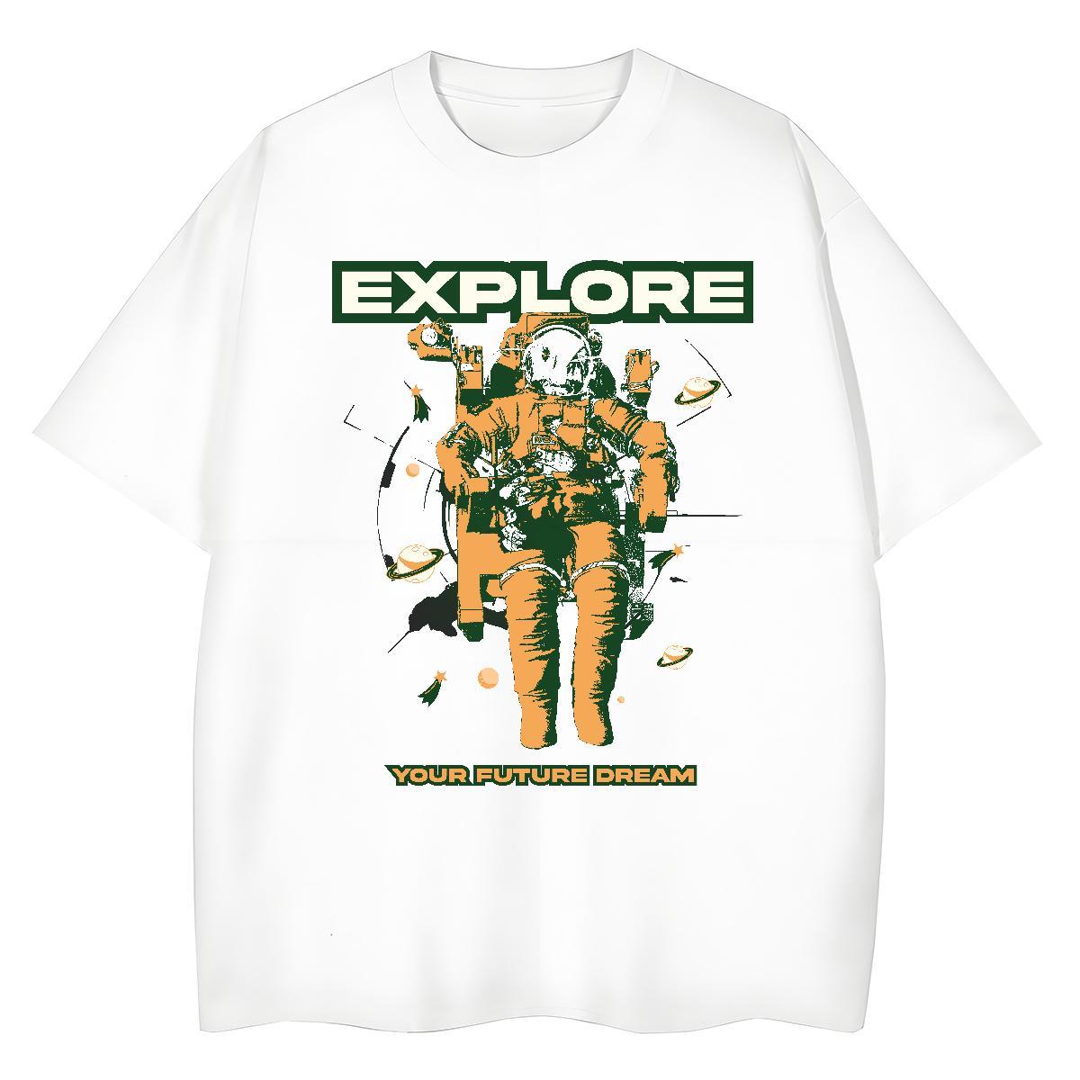Wholesale Lady T shirt 230g Cotton spaceman Casual Daily Wear T-Shirts for Women Short sleeve Soft Anime Top Shirts