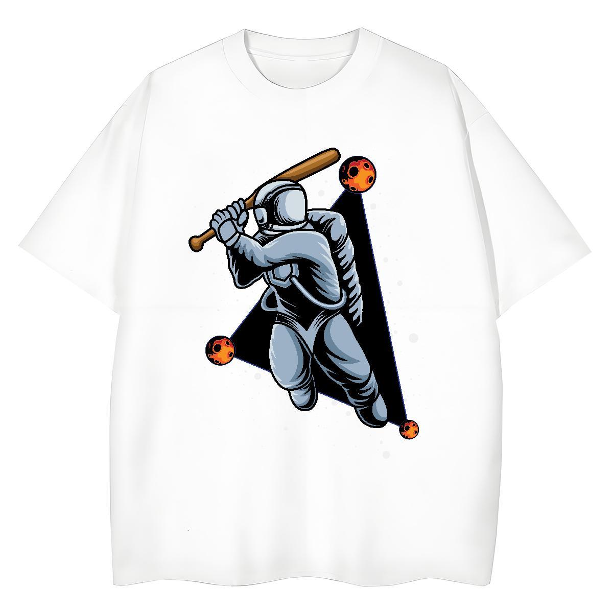 Popular Women Tees 230g Pure Cotton spaceman Street T-Shirts O-Neck Short Sleeve Anime Tshirts