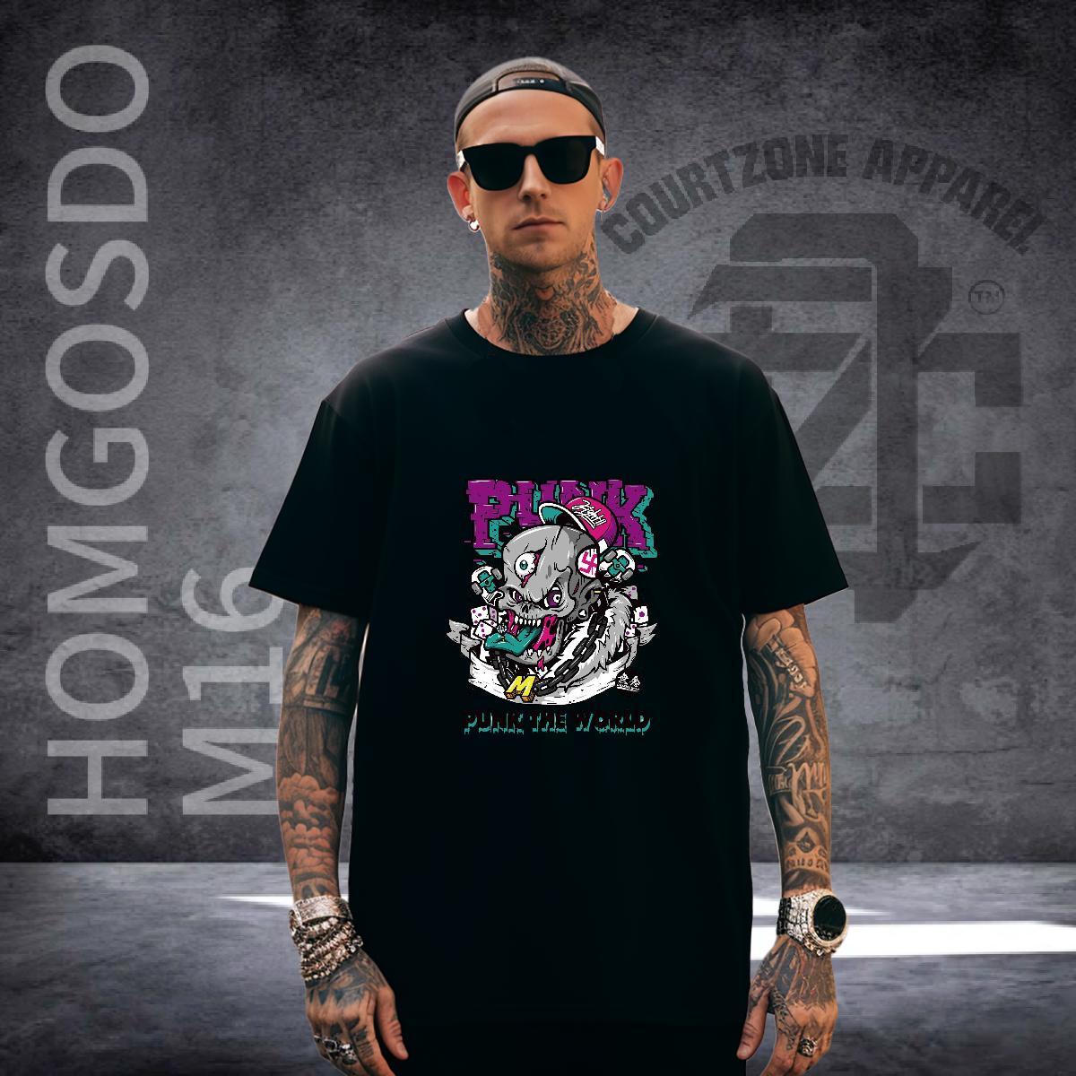 Popular Men T Shirts 230g 100% Cotton skull Street Wear Graphic Breathable Soft Couples T Shirts Factory Direct Polos