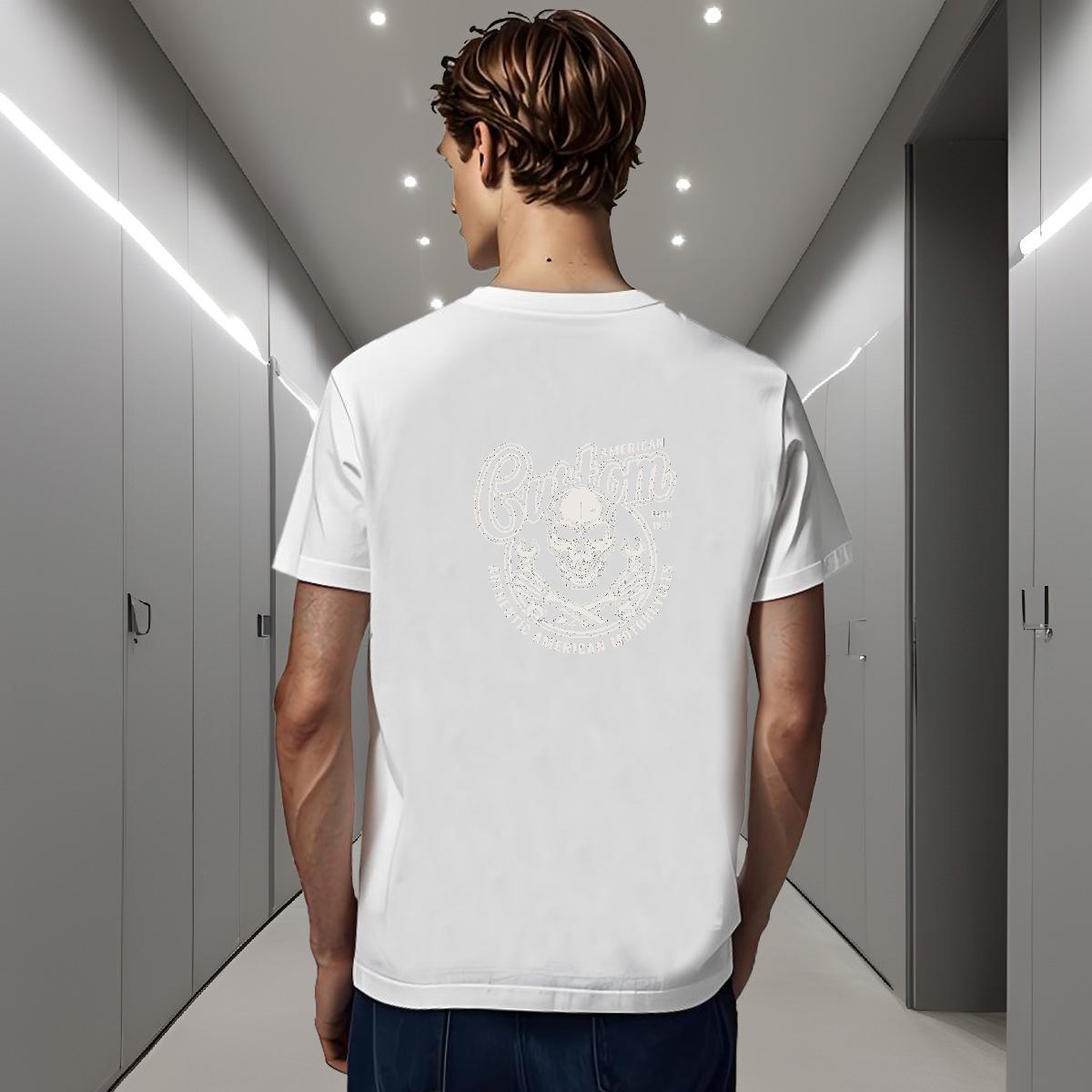 Cool Design T-Shirts for Men 230g Cotton skull Casual Beach Asian Size Short Sleeve Soft Men Clothes T-Shirt Stylist Tees Shirts