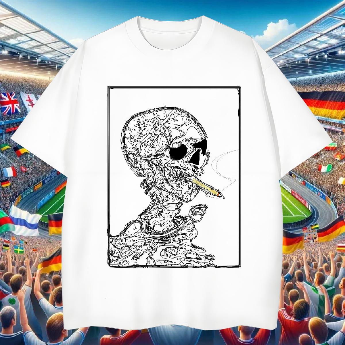 TOP Quality Man T Shirts 230g Cotton skull Street Customized Print Breathable Short Sleeve Couples T Shirts 2024 New Wear
