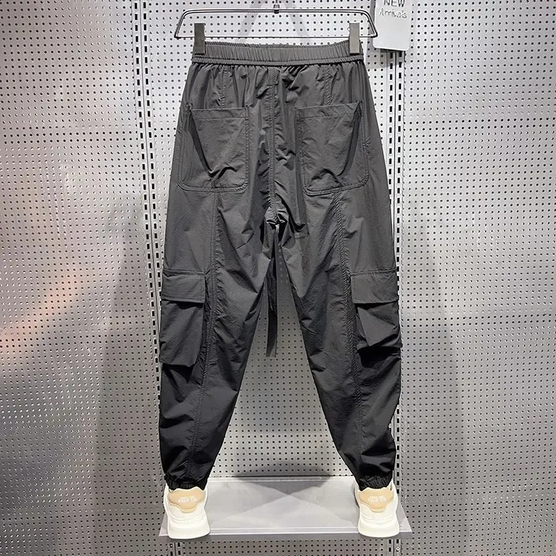 Street Tech Freight Wide Leg Pants Black Hip Hop Loose Harem Trouser Travel Leisure Sports High Quality Mens Wear 240823