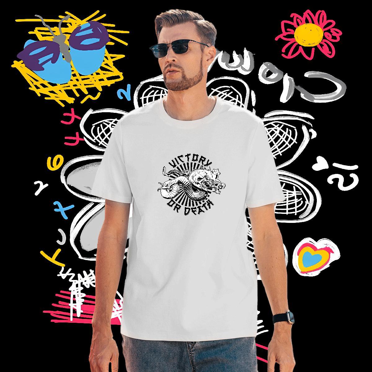 Classic T Shirts Men 230g 100% Cotton skull Daily Wear DIY Printed Short Sleeve O-Neck Men Clothes T-Shirt Designer Fashion Tshirts