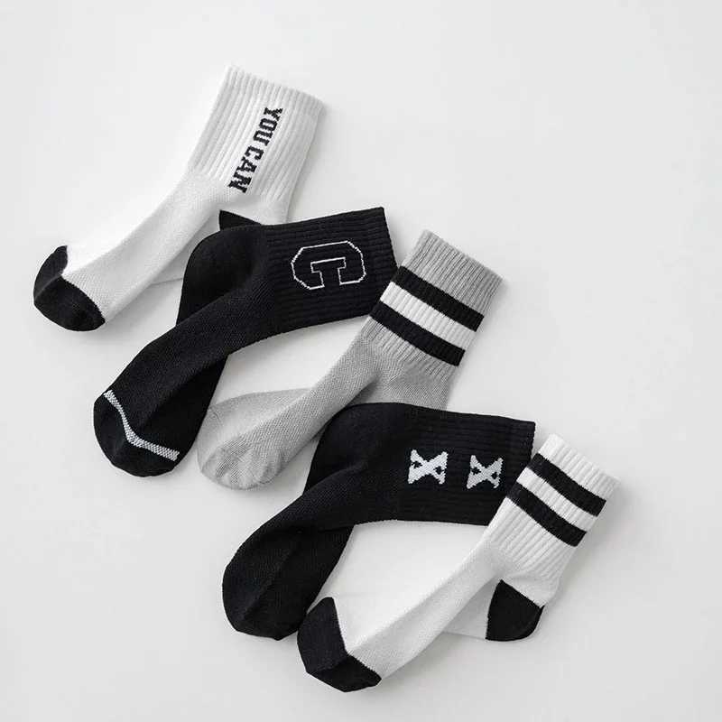 5 Pairs Spring Summer Kids Fashion Mid-calf Socks Cotton Mesh Girls Boys School Sports Long Socks Children Clothing Accessories CL240824