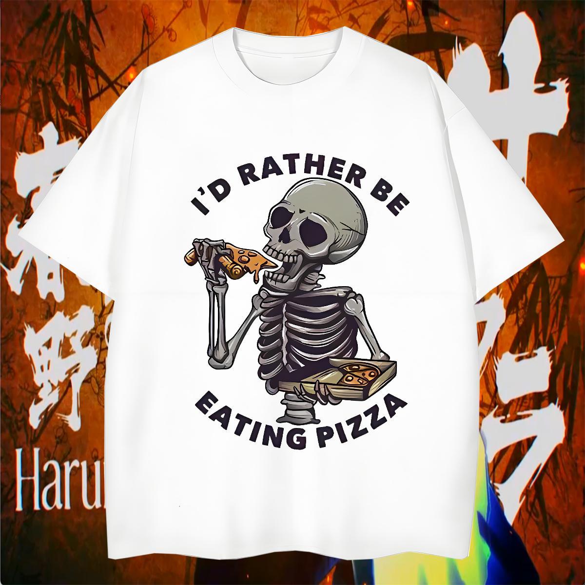 Comfortable Mens T Shirts 100% Cotton 230g pizza Street Plus Size Cartoon Round Neck Short Sleeve Men Tshirts Classic Casual Tee Shirt