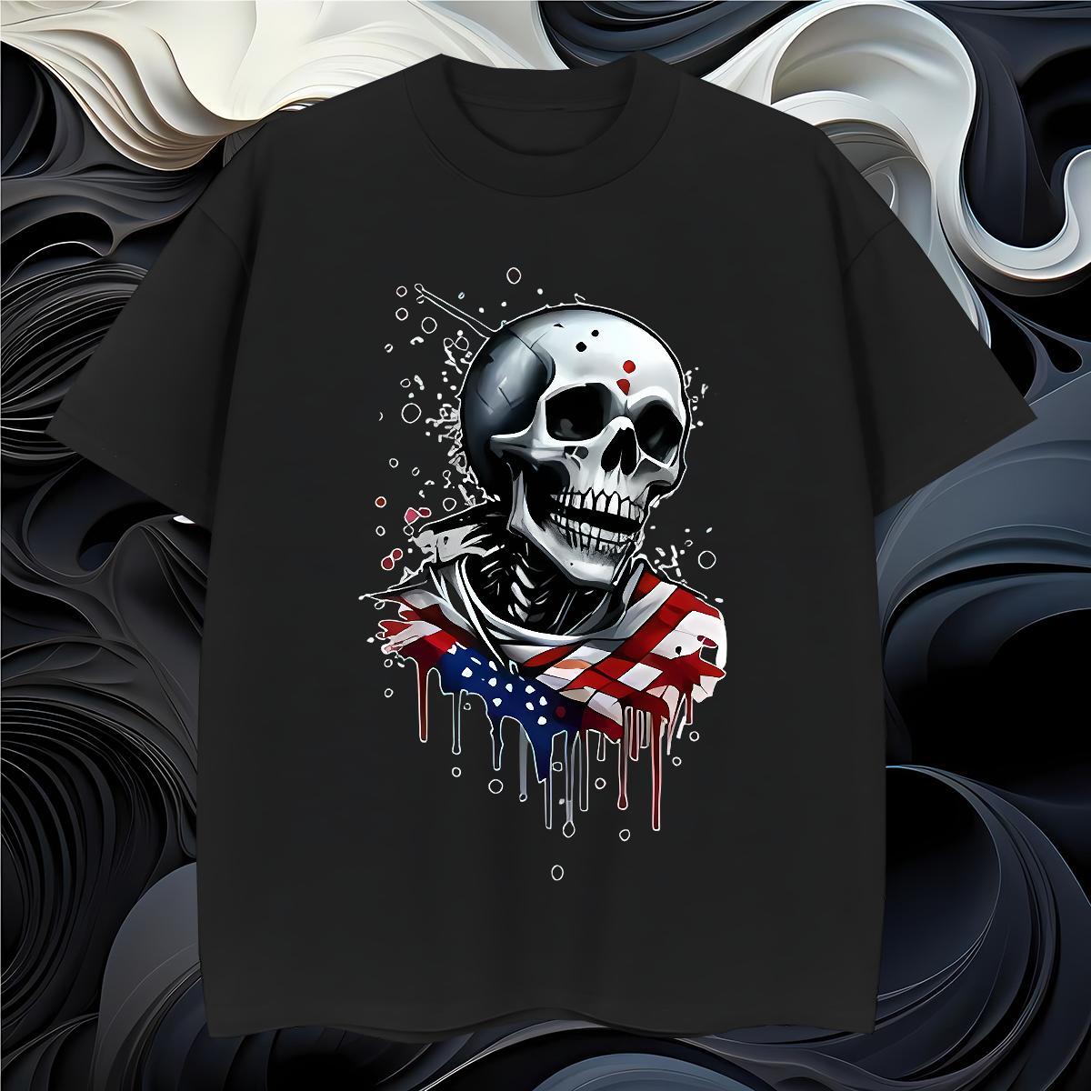 High Quality T shirt 230g Pure Cotton skull Daily Wear DIY Logo Oversized Round Neck Short Sleeve Men Tshirts Brand Tees Shirts